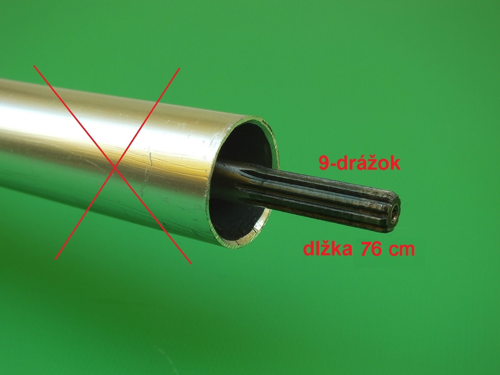 8mm hriadeľ ukončenie 9/7 drážok dlžka 76cm