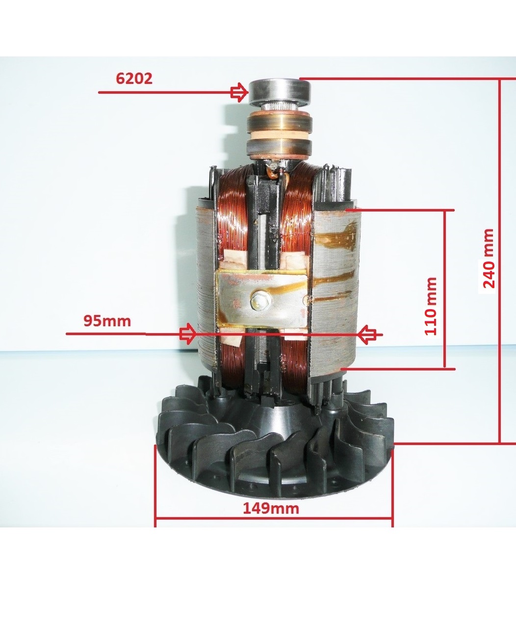 Rotor generatora (jadro110mm) AL vinutie