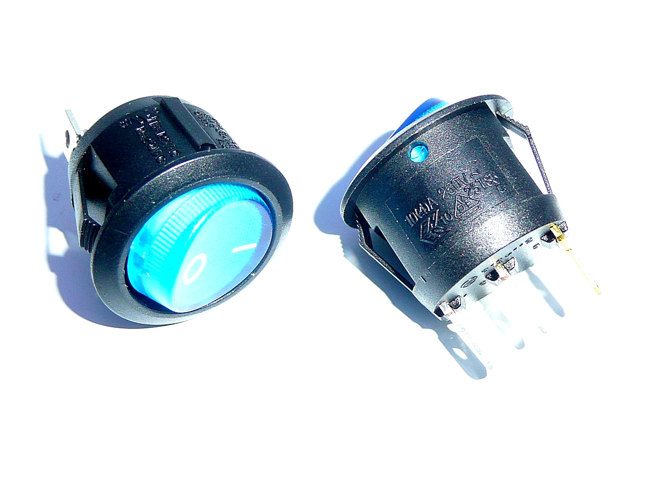 vypinač 10A/250V podsvietený-modrý