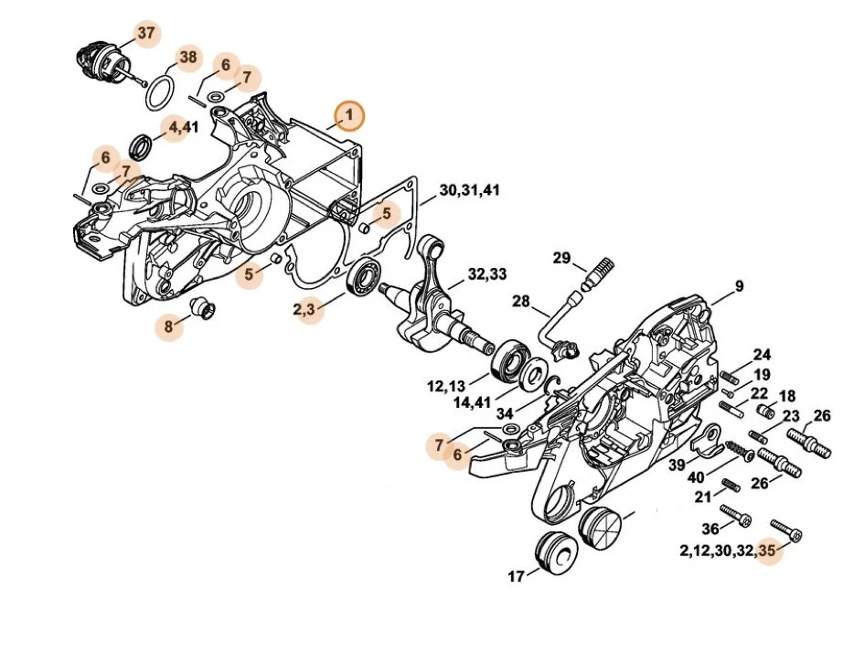 Kľuková skriňa Ľ strana(ventilator) STIHL MS 261 originál