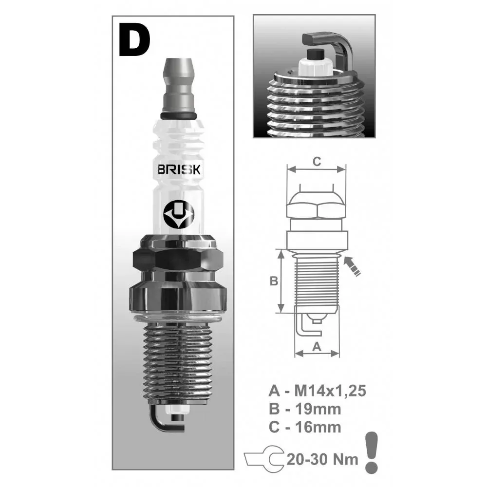 Zapalovacia sviečka BRISK D17YC SUPER kľuč 16mm