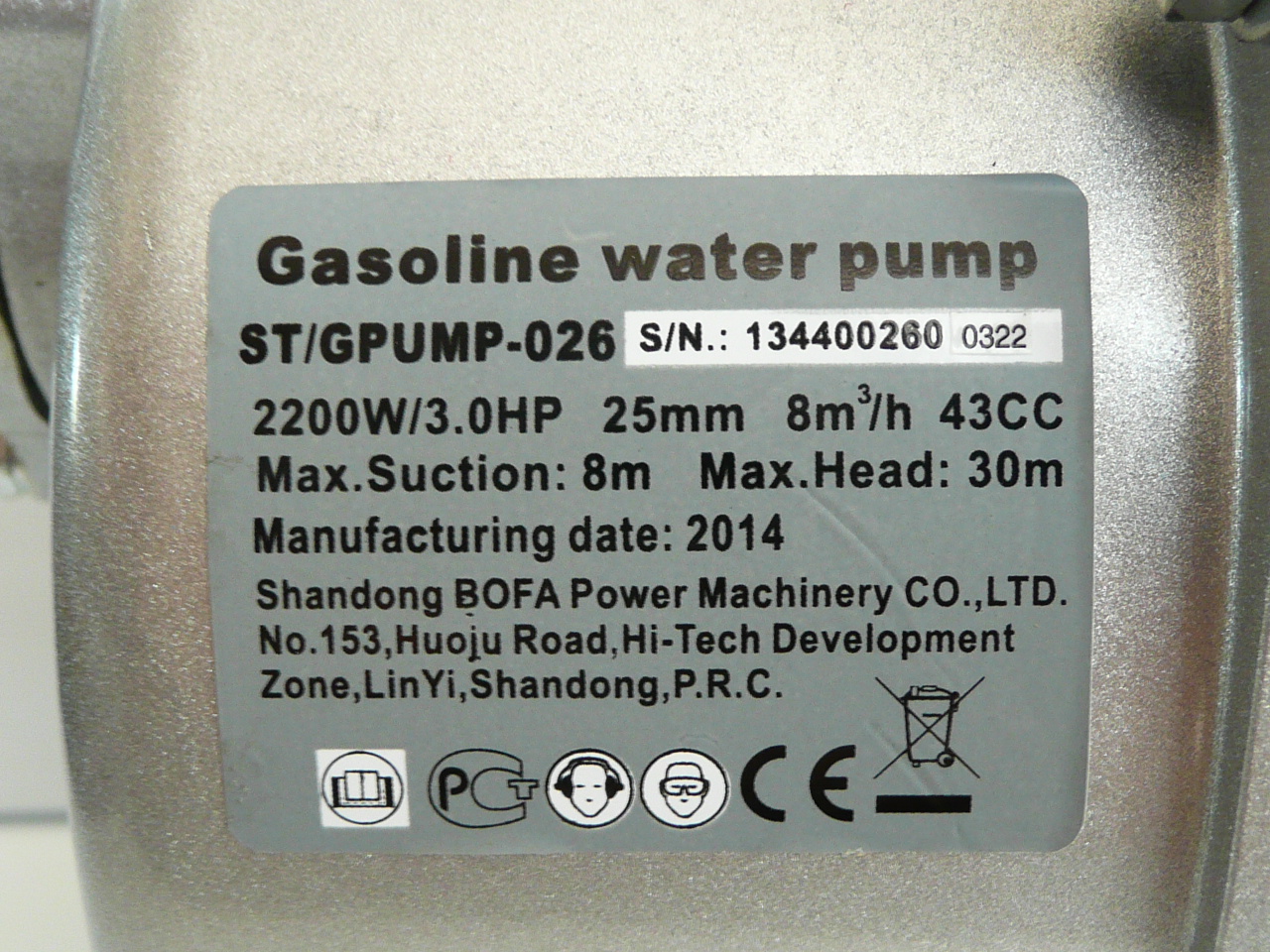 Vodné čerpadlo 3,0HP 1" 2takt